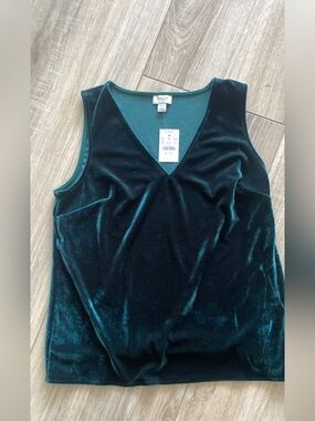 NWTs J. Crew Women's Velvet V-Neck Tank Top - Dark Teal Size XS